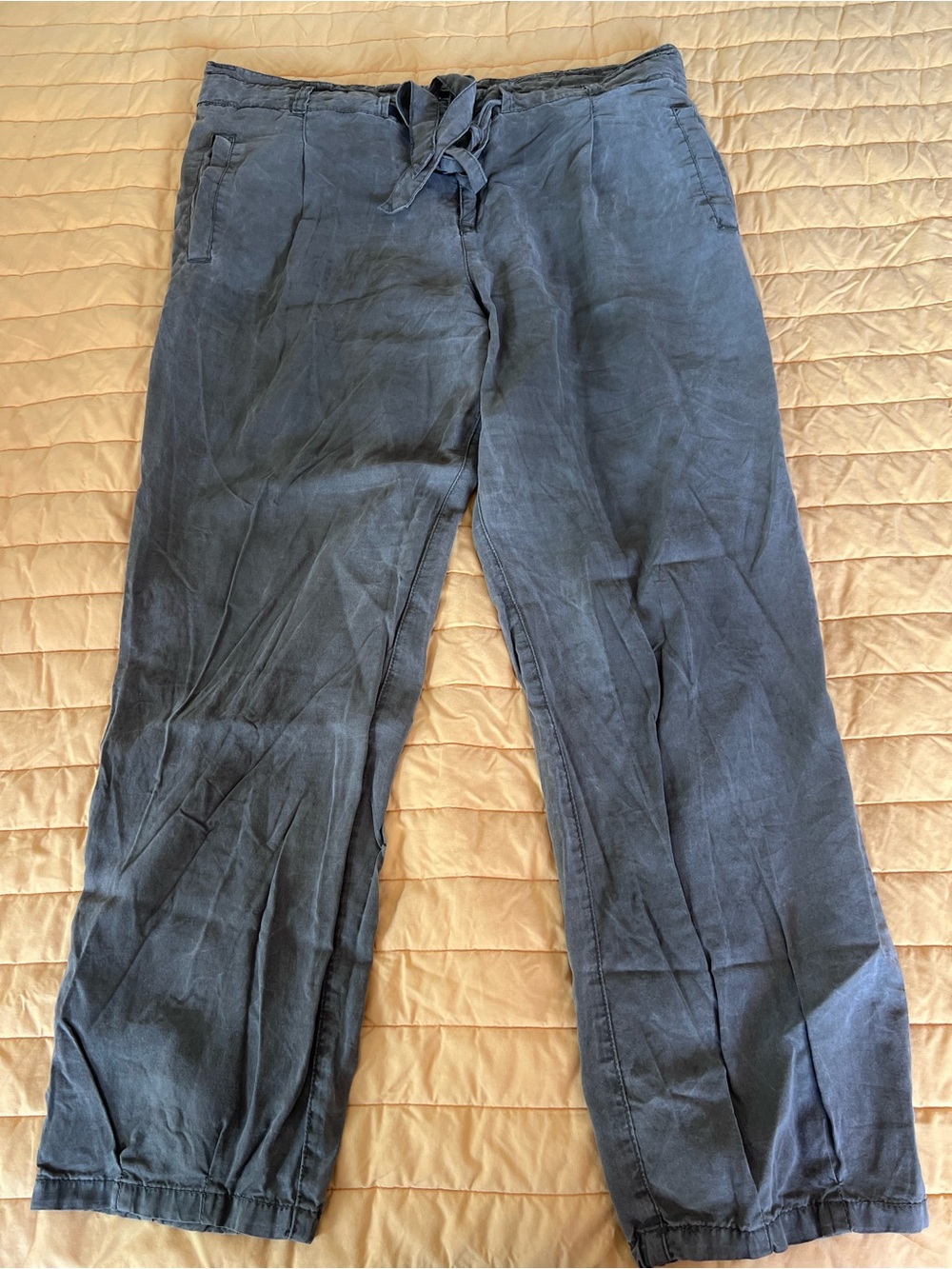 Sanctuary Drawstring Wide-Leg Pants in Slate Blue